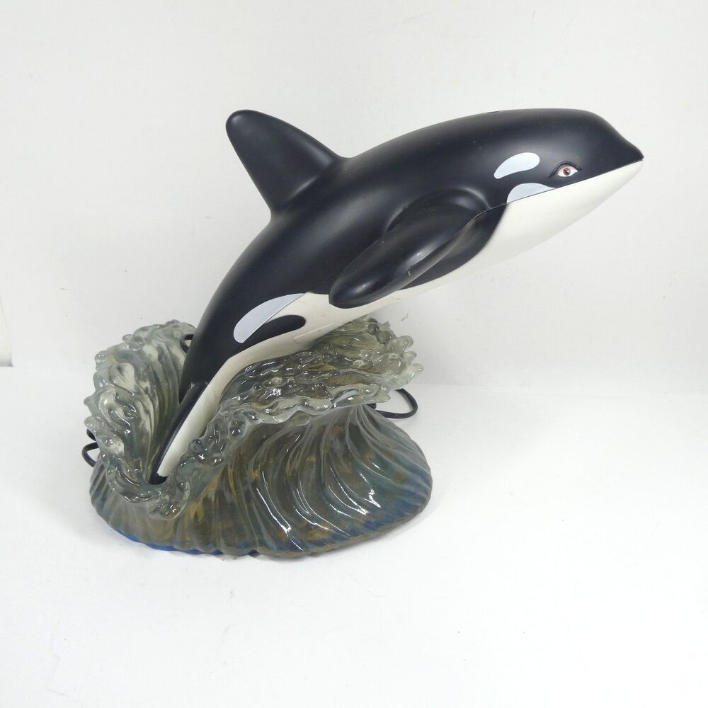 Leaping Orca Landline Phone w/Wave Base Vintage Telephone Telemania Killer Whale